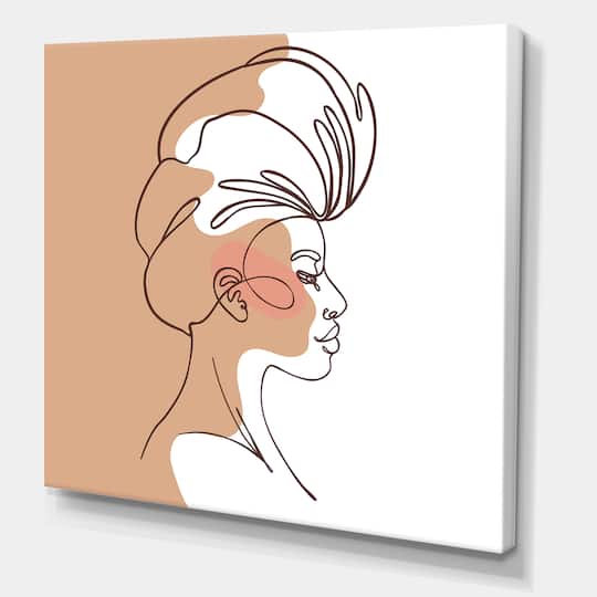 Designart - One Line Portrait of African American Woman II